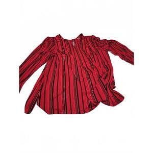 Red and Black Striped Long Sleeve Blouse